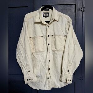 Lee - Mens Relaxed Workwear Button Down Long Sleeve  Shirt, Size L,Off white